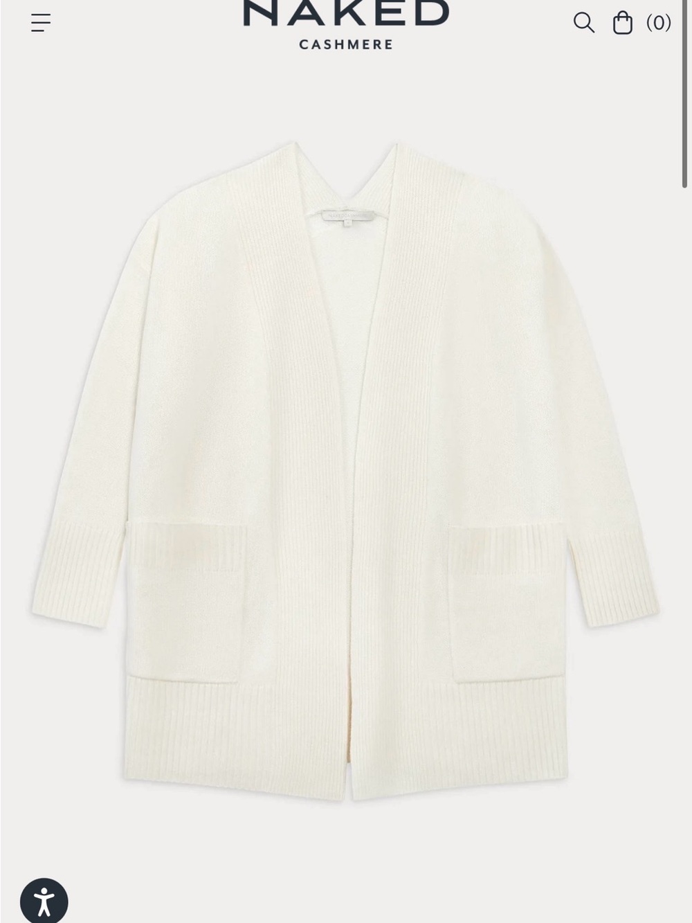 Naked cashmere Cream Open-Front Ribbed Pocket Cardigan - Picture 10 of 14